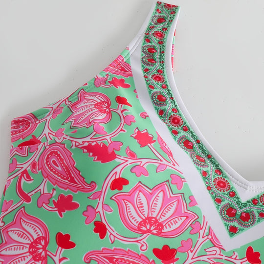 Damen Einteiliger Badeanzug mit floralem Design und modischen Trägern R&B