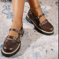 Damen Modische Ballerinas mit Doppelriemen und atmungsaktiver Sohle R&B