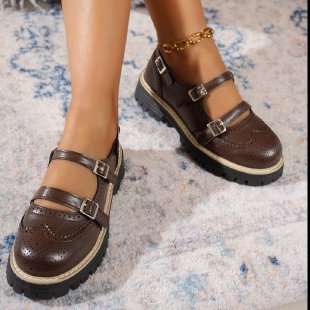 Damen Modische Ballerinas mit Doppelriemen und atmungsaktiver Sohle R&B