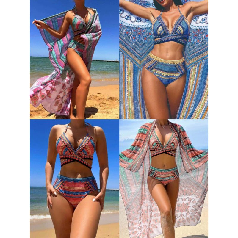 Damen Bikini-Set mit hoch geschnittenem Slip und verstellbarem Oberteil R&B
