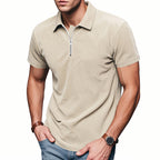 Herren Kurzarm Poloshirt mit Reißverschluss und strukturiertem Design R&B
