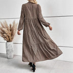 Damen Maxikleid mit raffiniertem Muster und Taillengürtel R&B