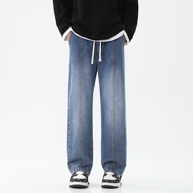 Damen weite Denim-Hose mit verstellbarem Bund und modernem Schnitt R&B