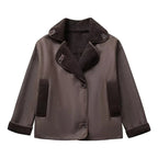 Damen Kunstlederjacke mit Teddyfutter R&B