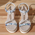 Damen Wedge-Sandaletten mit floralen Verzierungen und komfortablem Fußbett R&B