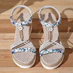 Damen Wedge-Sandaletten mit floralen Verzierungen und komfortablem Fußbett R&B