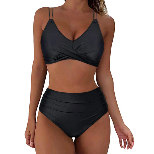 Damen Hochgeschnittenes Bikini-Set mit elegantem Wickeldesign R&B