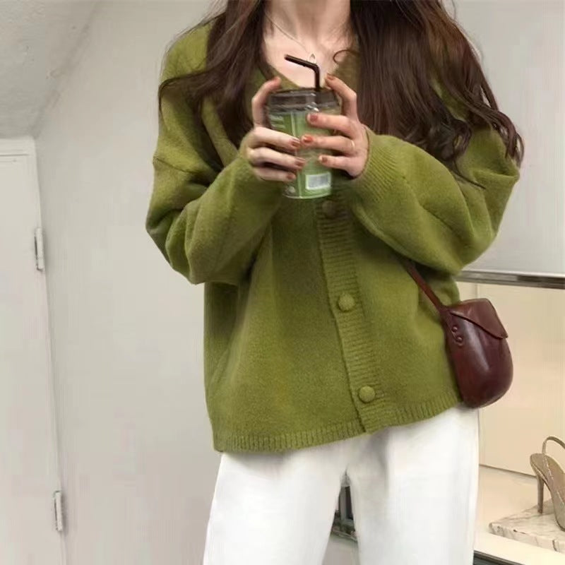 Damen Flauschiger Strickcardigan mit Knopfleiste und weitem Schnitt R&B