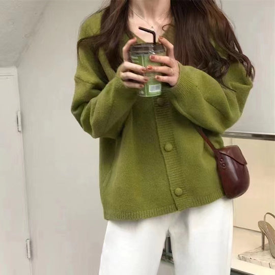 Damen Flauschiger Strickcardigan mit Knopfleiste und weitem Schnitt R&B