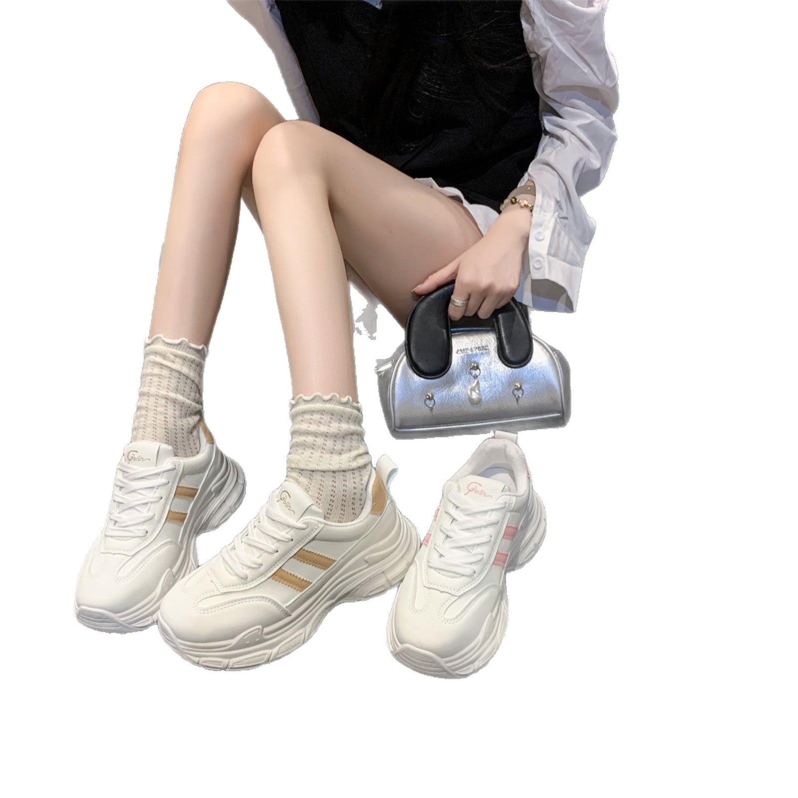 Damen Sportliche Sneakers mit dämpfender Sohle und modischen Akzenten