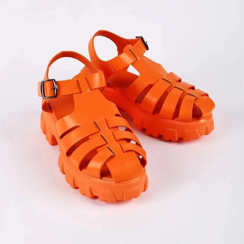 Damen stylische Plateau-Sandalen mit verstellbaren Riemen R&B
