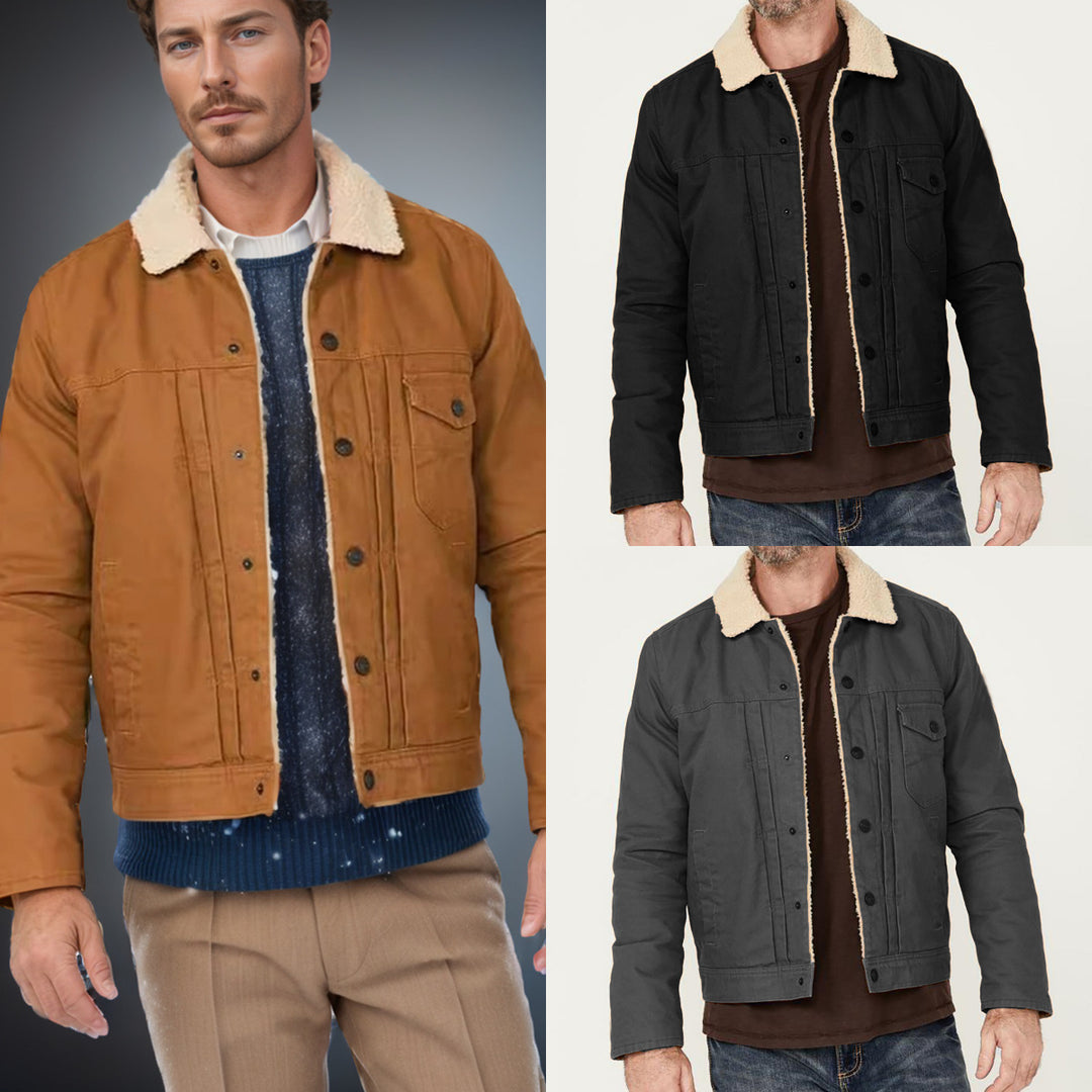 Herren warme und stilvolle Jacke mit Sherpa-Futter R&B
