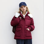 Damen gefütterte Pufferjacke mit großzügigen Taschen und abnehmbarer Kapuze