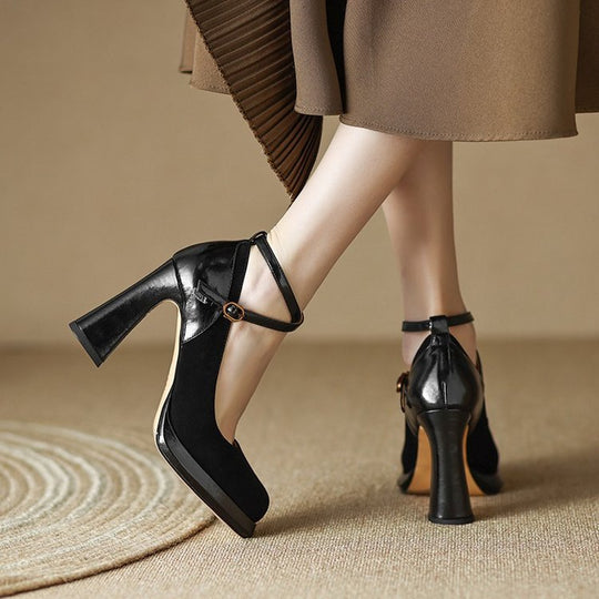 Damen elegante High-Heel-Pumps mit modischem Riemchen R&B