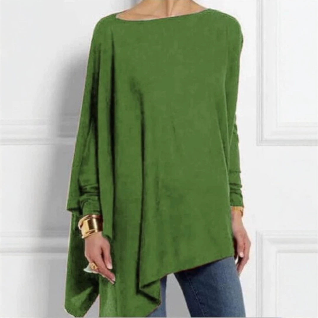 Damen nan drapierte Oversize-Tunika mit schrägem Zipfelsaum und weiten Fledermausärmeln R&B