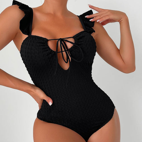 Damen luftiger Badeanzug mit raffinierten Rüschendetails R&B