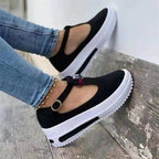 Damen Plateau-Sneaker mit modischem Schnallenverschluss und luftiger Sohle R&B