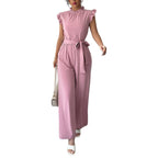 Damen Eleganter Jumpsuit mit Rüschendetails und Rückenausschnitt R&B