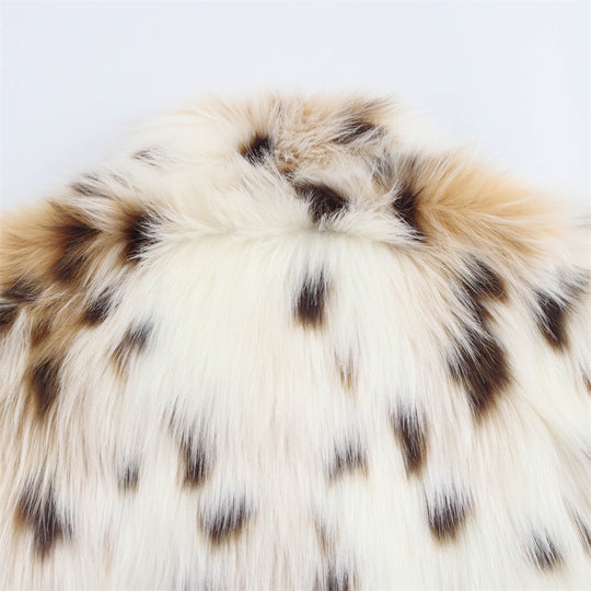 Damen Kuschelige Kunstfelljacke mit modischem Leopardenmuster R&B
