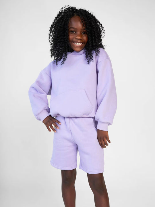 Damen Kapuzensweatshirt und Shorts-Set aus weichem Fleece mit praktischen Taschen R&B