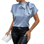Damen Satin-Top mit eleganter Schleife R&B