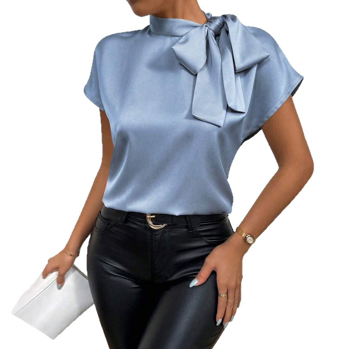 Damen Satin-Top mit eleganter Schleife R&B