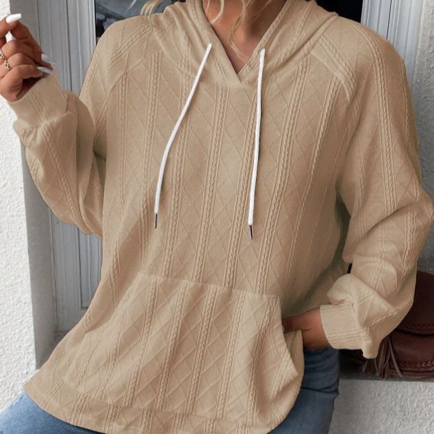 Damen halsferne Kapuzenpullover mit strukturiertem Design R&B
