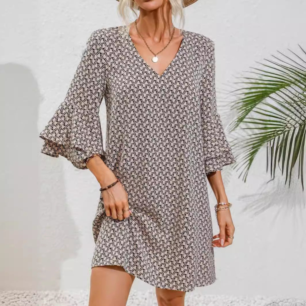 Damen Strandkleid mit voluminösen Ärmeln R&B