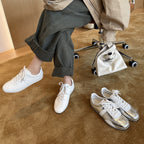 Damen Sportliche Leder-Sneaker mit Kontrastnähten und atmungsaktivem Innenfutter
