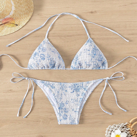 Damen Triangel-Bikini mit flexiblen Bändern und floralen Akzenten R&B