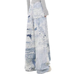 Damen Weite Jeanshose im kreativen Kunstdesign R&B