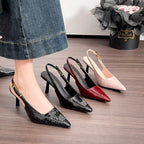 Damen Slingback-Pumps mit eleganter Schlangenlederstruktur R&B