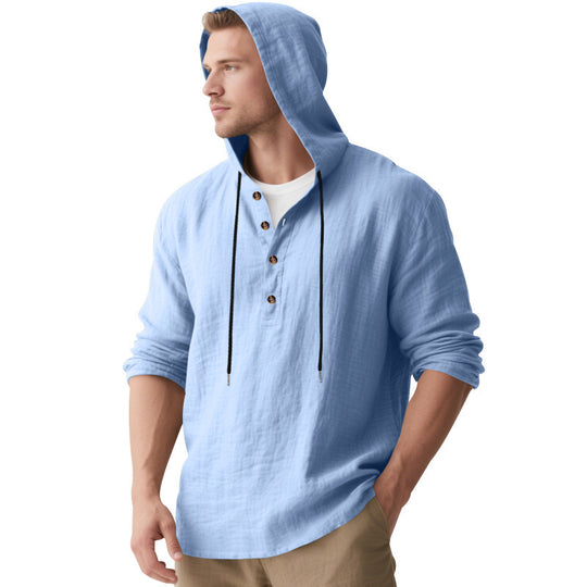 Herren Kapuzenshirt mit Knopfleiste und lässigem Schnitt R&B