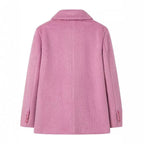 Damen elegante Blazerjacke mit weichem Fell und dekorativen Knopfdetails R&B