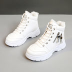 Damen High-Top Sneakers mit warmem Innenfutter und modischem Reißverschluss R&B