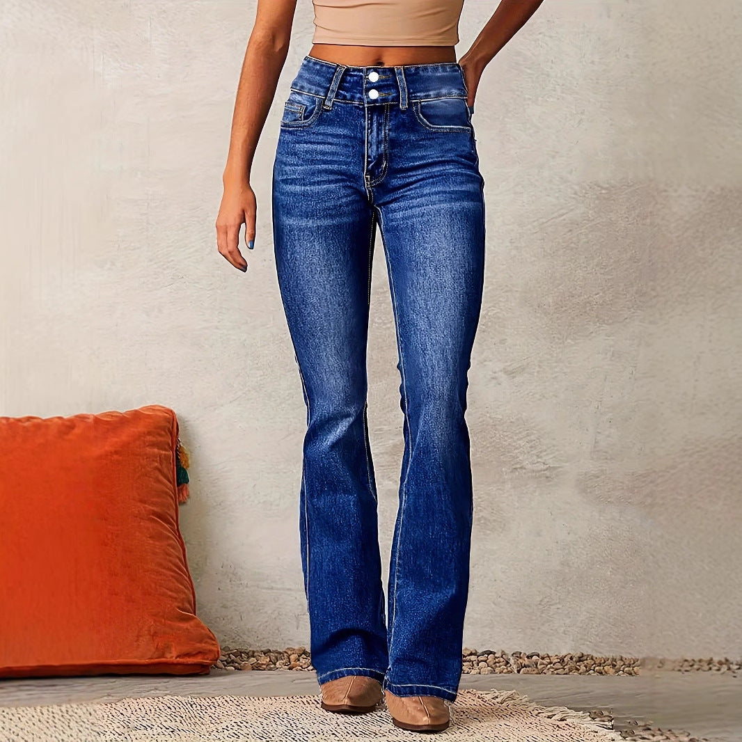 Damen Bootcut Jeans mit hohem Bund und modernem Waschung R&B