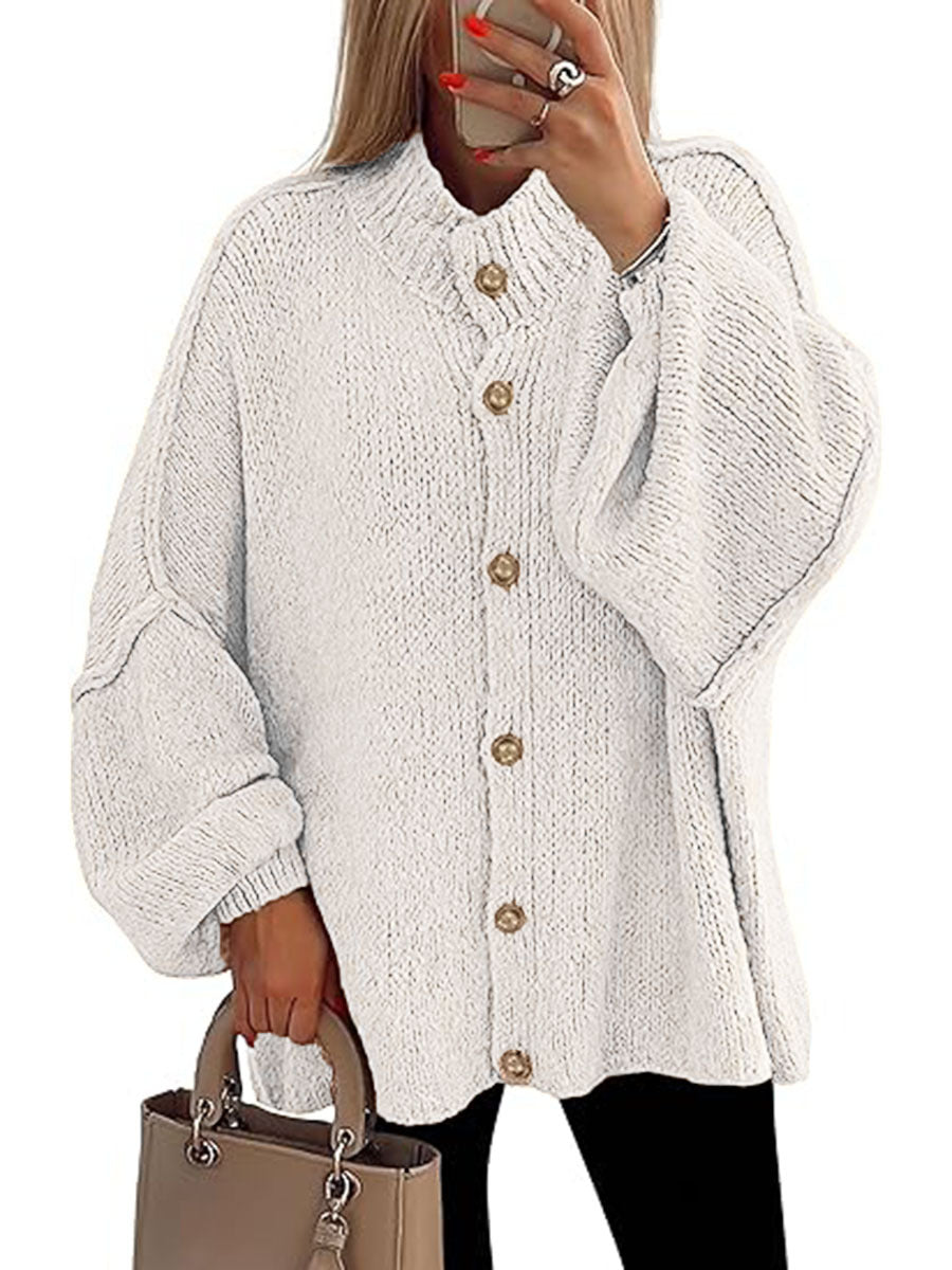 Damen oversized Strickjacke mit Knopfverschluss R&B