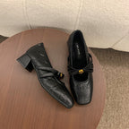 Damen elegante Mid-Heel Ballerinas mit dekorativen Riemen R&B