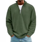 Herren nan gerippter Strickpullover mit halbem Reißverschluss und Stehkragen R&B
