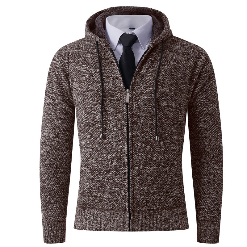 Herren modische Strickjacke mit Kapuze und Reißverschluss R&B