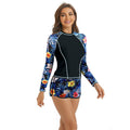 Damen Surfanzug-Set mit langärmeliger Oberteil und modischem Blumenmuster R&B