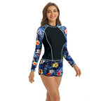 Damen Surfanzug-Set mit langärmeliger Oberteil und modischem Blumenmuster R&B
