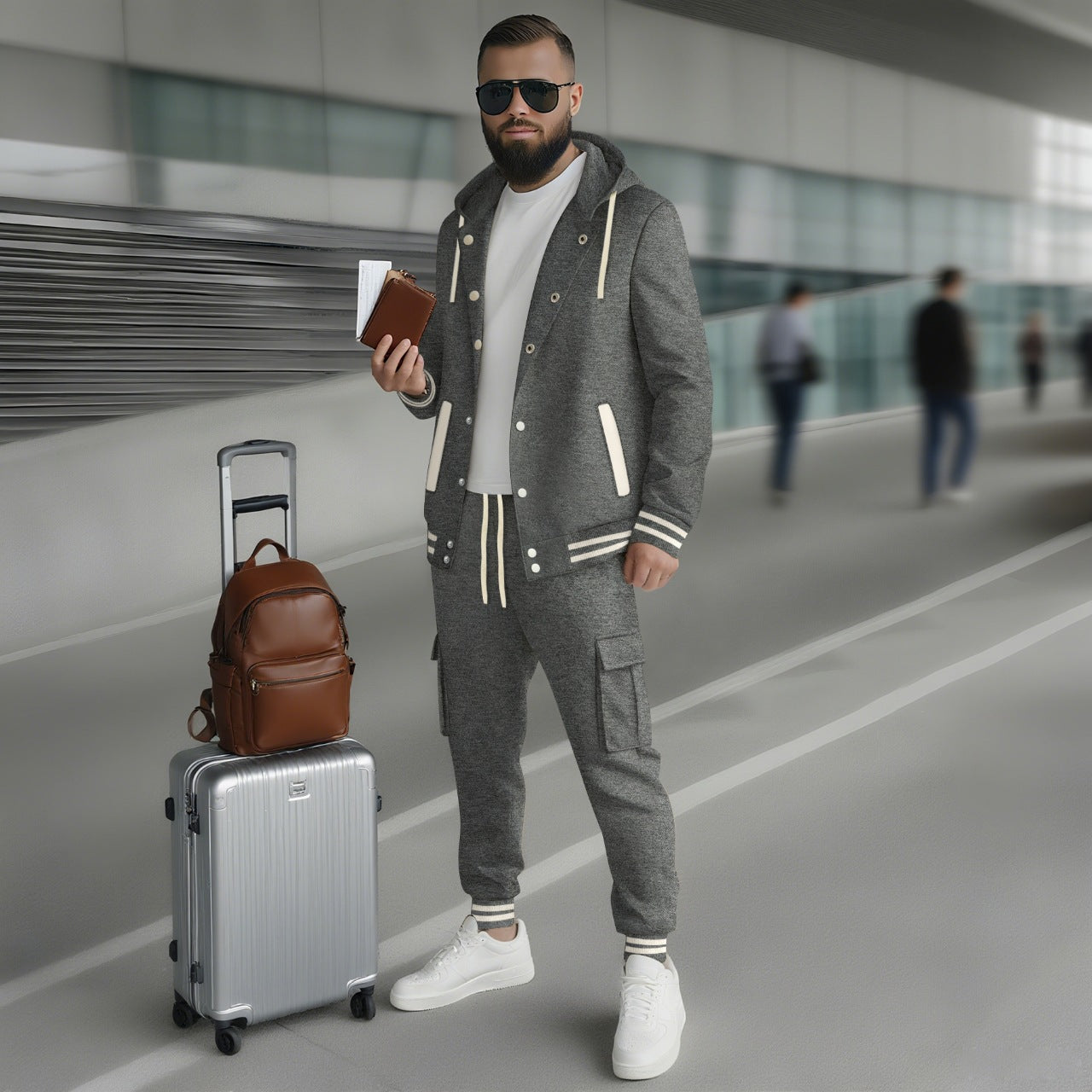 Herren sportlicher Freizeitanzug mit funktionalen Taschen und hochwertiger Verarbeitung R&B