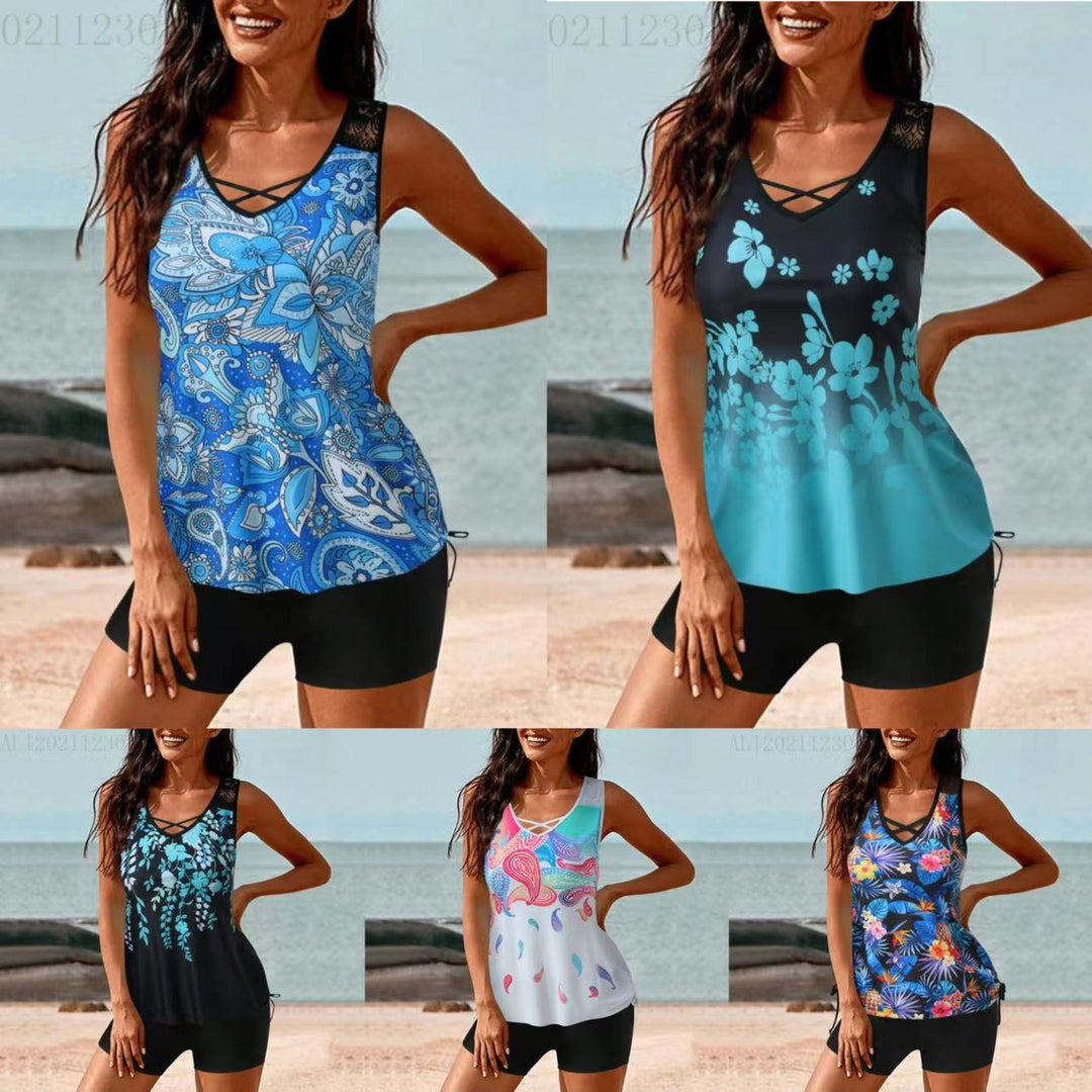 Damen Tankini-Set mit Hohe Taille und Sportlichem Flair R&B