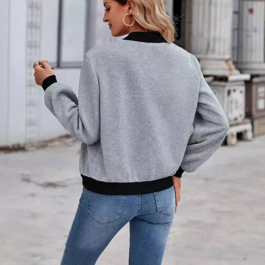 Damen Bomberjacke mit Taschen und kontrastierendem Kragen R&B