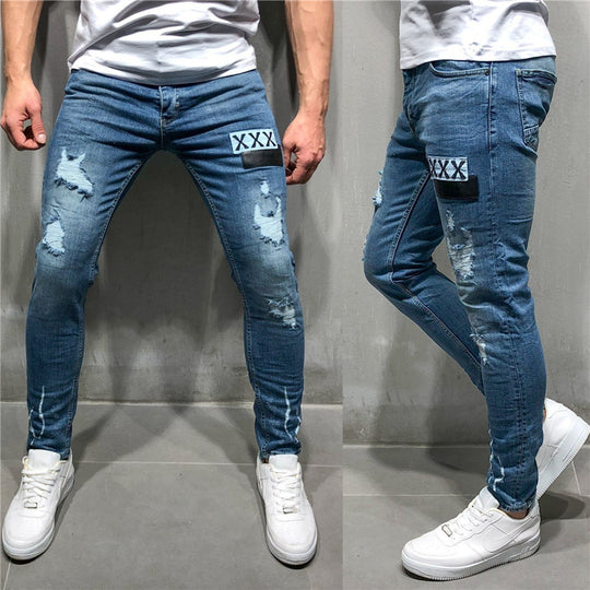Herren Slim Fit Jeans mit modernen Destroyed-Effekten R&B
