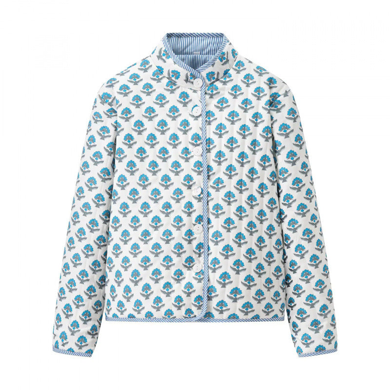Damen Steppjacke mit floralem Muster und bequemem Schnitt R&B