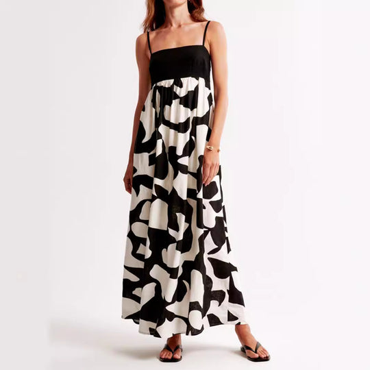 Damen Maxikleid mit schmalen Trägern und fließendem Schnitt R&B