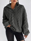 Damen Gemusterter Oversized-Fleece-Pullover mit hohem Kragen R&B