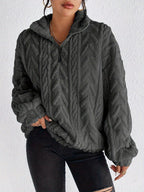 Damen Fleece Pullover mit hohem Kragen und strukturiertem Design R&B